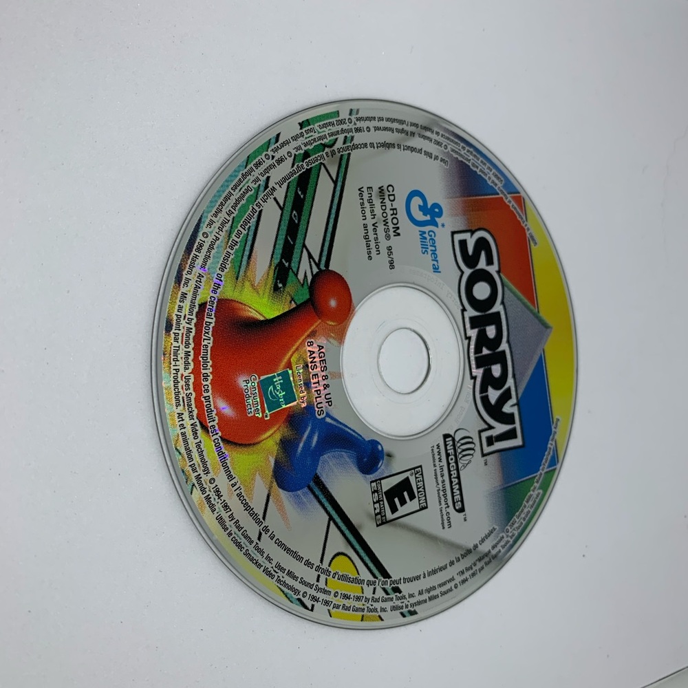 Sorry! - General Mills (PC Game) - Game Disc Only - NO CASE